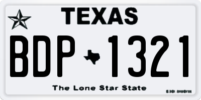 TX license plate BDP1321