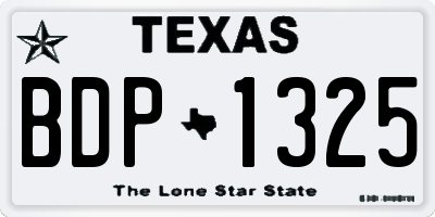 TX license plate BDP1325