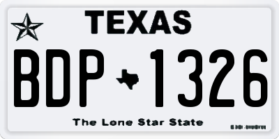 TX license plate BDP1326