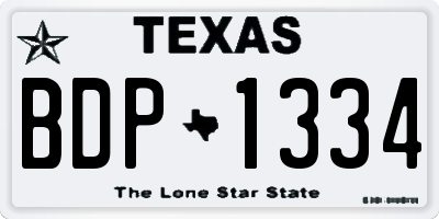 TX license plate BDP1334