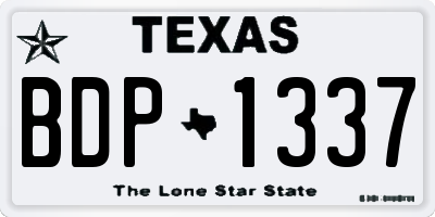 TX license plate BDP1337