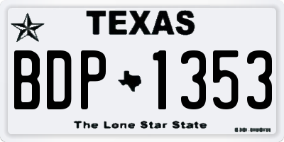 TX license plate BDP1353
