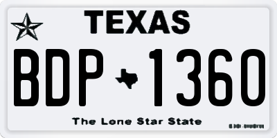 TX license plate BDP1360