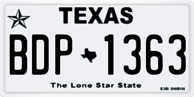 TX license plate BDP1363