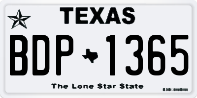 TX license plate BDP1365