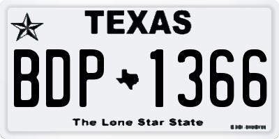 TX license plate BDP1366