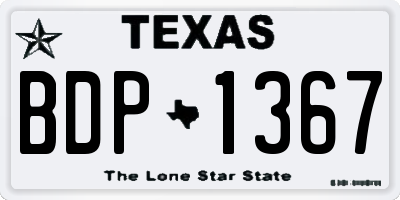 TX license plate BDP1367