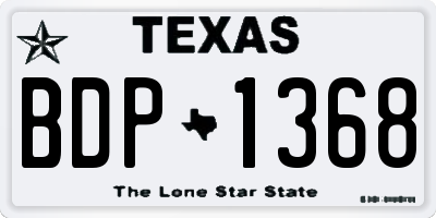 TX license plate BDP1368