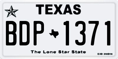 TX license plate BDP1371
