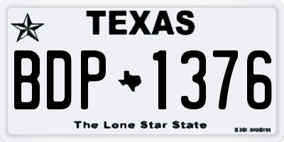 TX license plate BDP1376