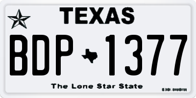 TX license plate BDP1377
