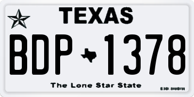 TX license plate BDP1378