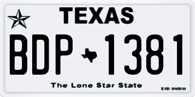 TX license plate BDP1381