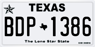 TX license plate BDP1386