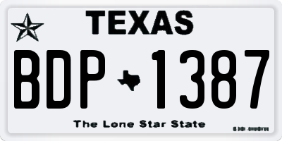 TX license plate BDP1387