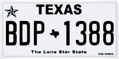 TX license plate BDP1388