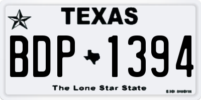 TX license plate BDP1394