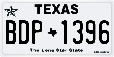 TX license plate BDP1396