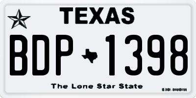 TX license plate BDP1398