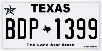 TX license plate BDP1399