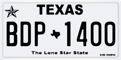 TX license plate BDP1400