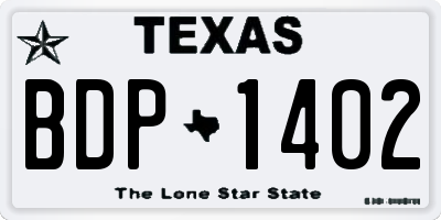 TX license plate BDP1402
