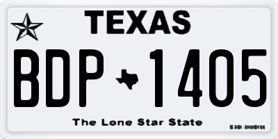 TX license plate BDP1405