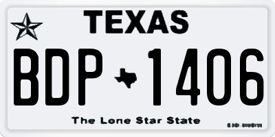 TX license plate BDP1406