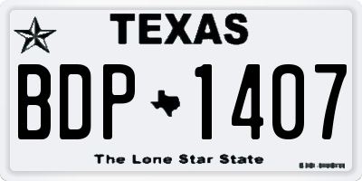 TX license plate BDP1407