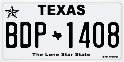 TX license plate BDP1408