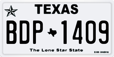 TX license plate BDP1409