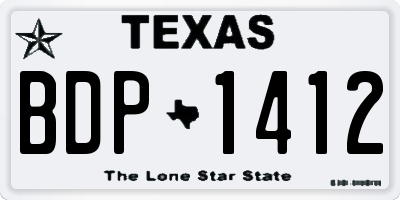 TX license plate BDP1412