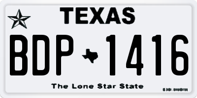 TX license plate BDP1416