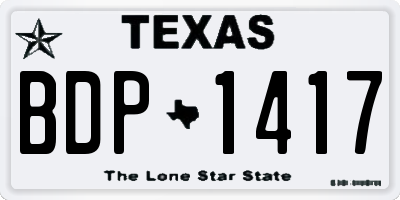 TX license plate BDP1417