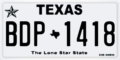 TX license plate BDP1418