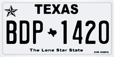 TX license plate BDP1420