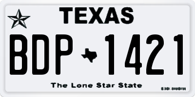 TX license plate BDP1421