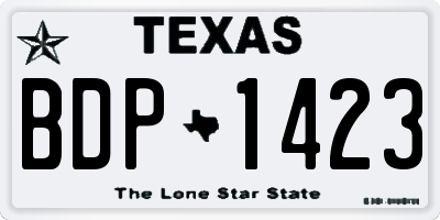 TX license plate BDP1423