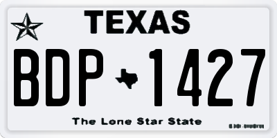 TX license plate BDP1427