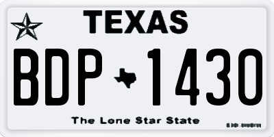 TX license plate BDP1430