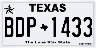 TX license plate BDP1433