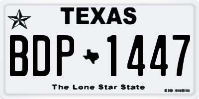 TX license plate BDP1447