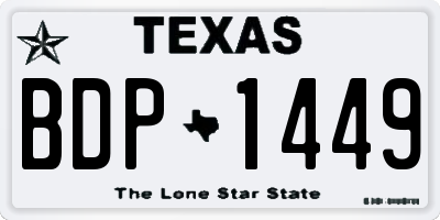 TX license plate BDP1449