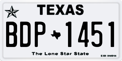 TX license plate BDP1451