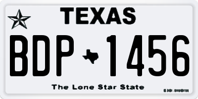 TX license plate BDP1456