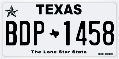 TX license plate BDP1458