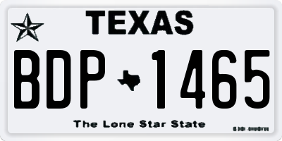 TX license plate BDP1465