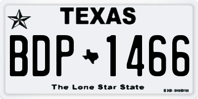 TX license plate BDP1466