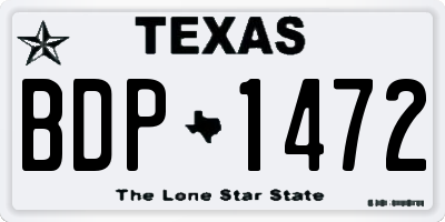 TX license plate BDP1472