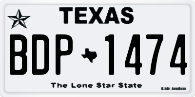 TX license plate BDP1474